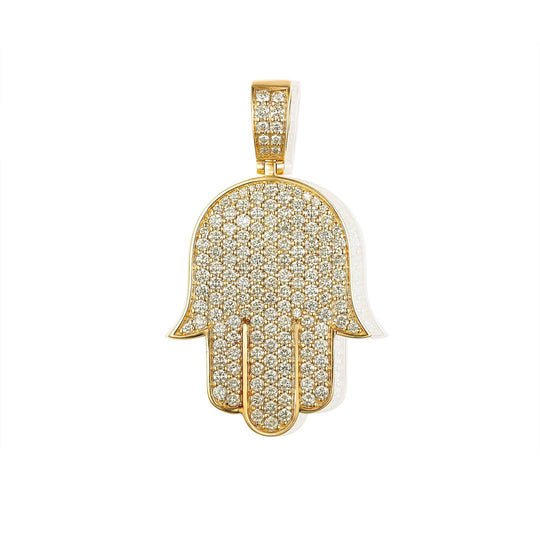 Diamond Flower Set Humsa Pendant